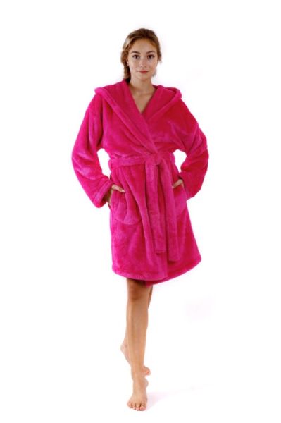 Krátký župan LILLY extra chlupatý s kapucí S-M, L-XL